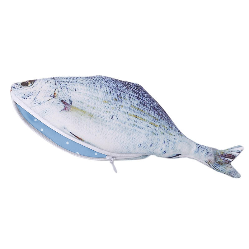 Cute Simulation Fish-Shaped Pencil Case Novelty Coin Purse Stationery Bag School Office Supplies Gift for Boys Girls