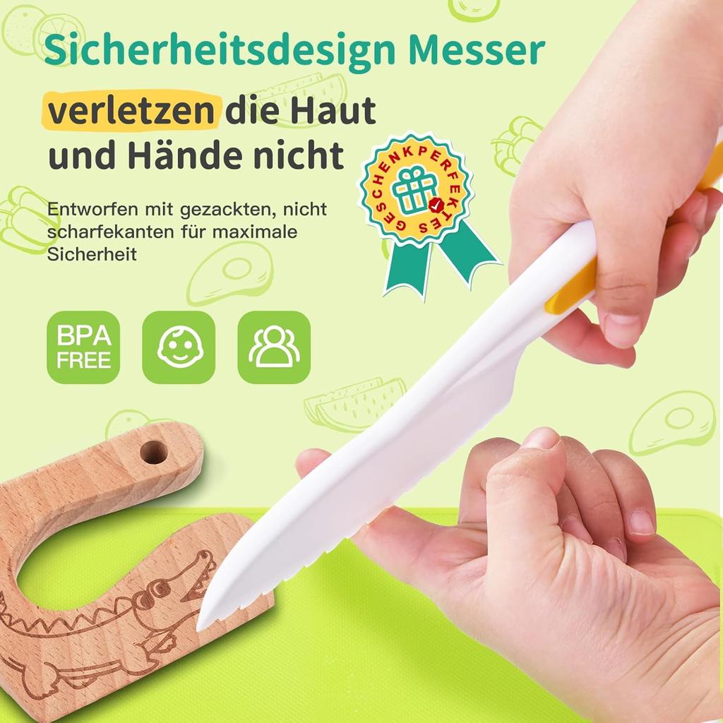 Children's Knife - 17-Piece Children's Safety Kitchen Knife for Real Cooking with Vegetable Cookie Cutters,Chopping Board Etc. Knife for Children