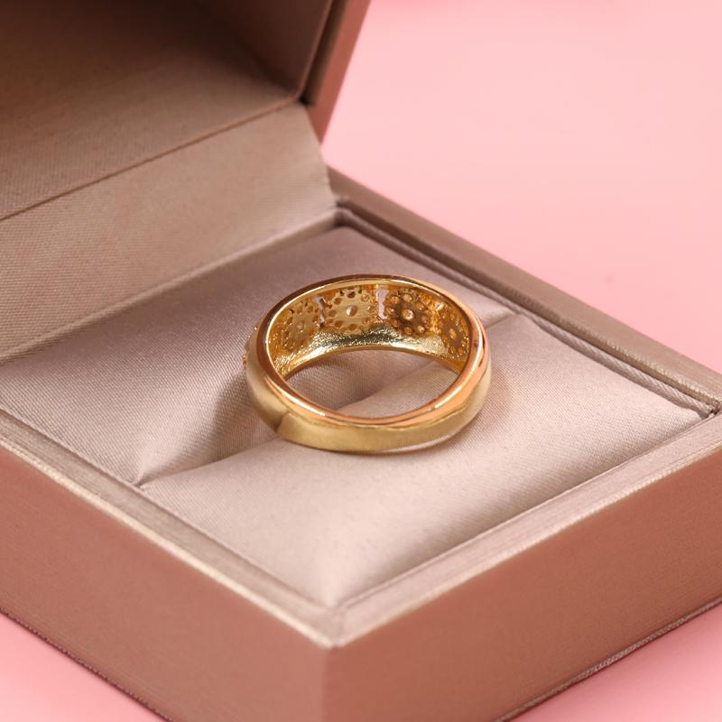 Luxury Gem Wedding Ring Końskie oko Okrągły cyrkon pozłacany żółtym złotem oddzielony pierścionek europejski i amerykański