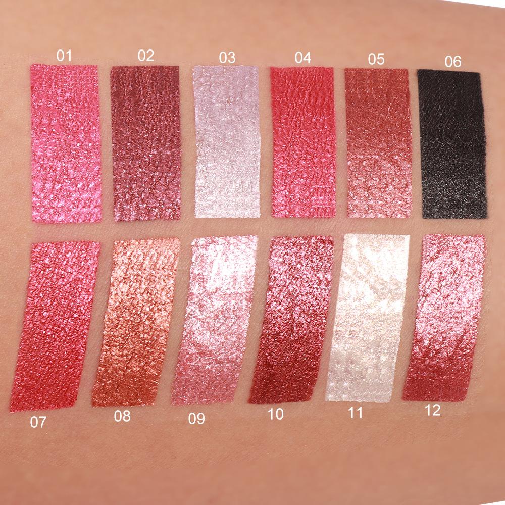 Glitter Lipgloss Langvarig Farge Skinnende Glød Lipglans for Halloween Scene Festsminke Høypigmentert Leppestift Gotisk Leppesjokk Gaveidé