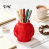 Unique Holiday Gift for Office 3D Printed Sweater Pen Holder, Creative Desk Organizer with Elk Snowflake Relief Home Matte Texture Storage School