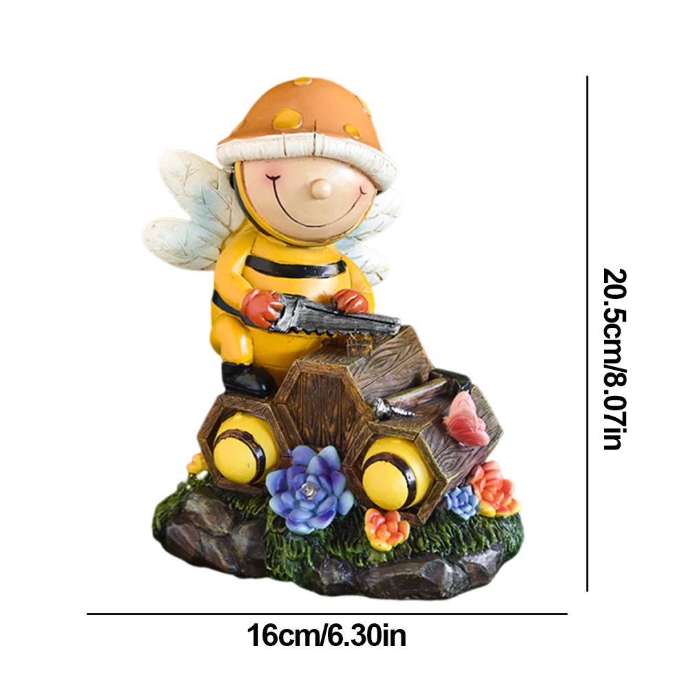 Resin Bee/Turtle Garden Statue W/Solar Light Figurine Ornament Solar Statues Decor for Outdoor Yard Garden