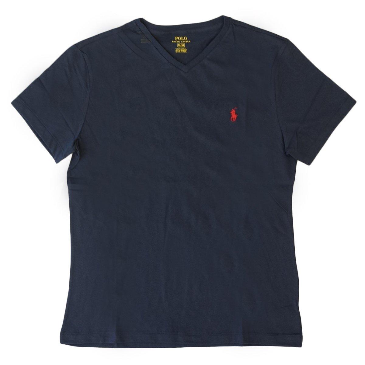 

Ralph POLO Ralph Lauren с коротким рукавом One Point V-образный вырез темно-синий x красный M (Поло Лорен) Футболка мужская [Товар]