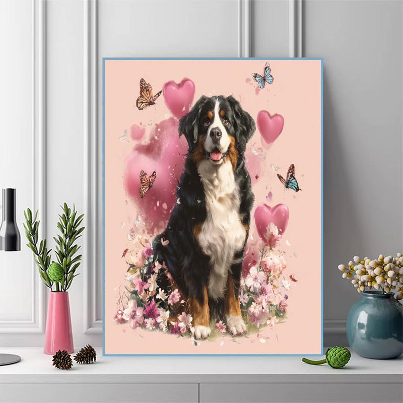 Pink Bernese Mountain Dog Pattern 3pcs 100% Round Full Drill 5D DIY Diamond Painting Embroidery Cross Stitch Rhinestone Décor