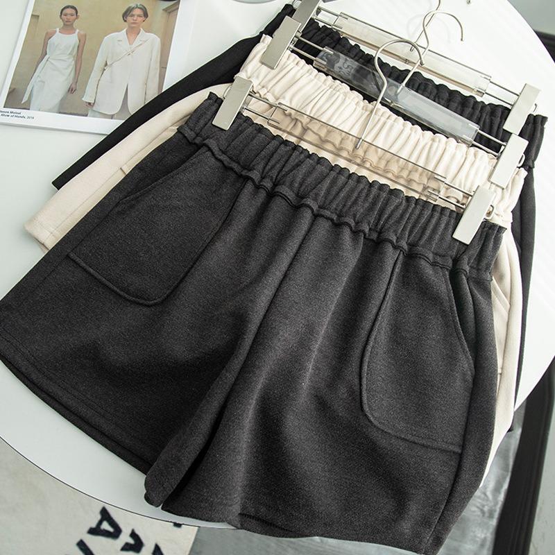 High-waisted Woolen Shorts for Women's Autumn and Winter New Autumn New Wide-leg Pants, Thin Outer Wear Loose Boots and Pants for Children