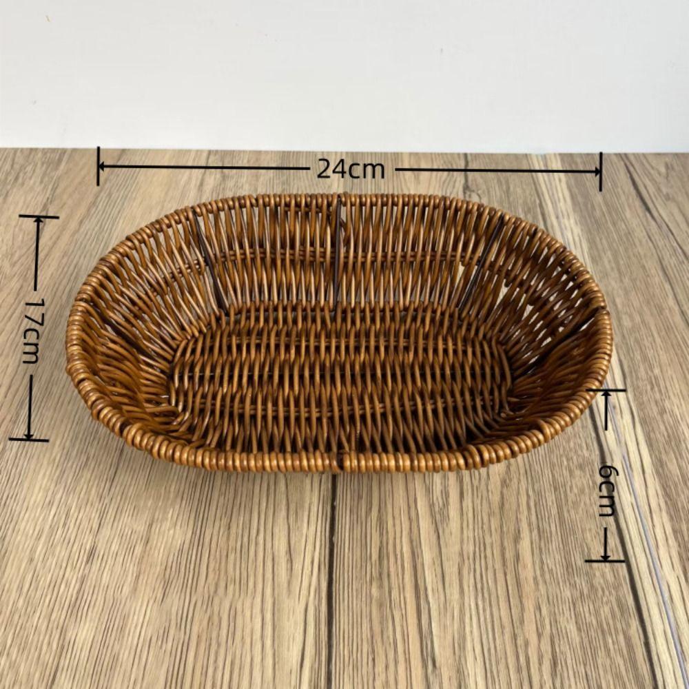 Hand-Woven Food Plate Vintage Wicker Basket Durable Bread Tray