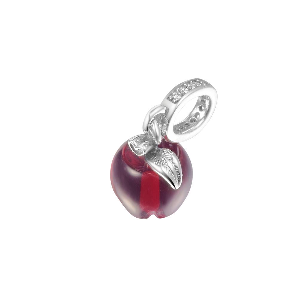 2022 New Fits Europe Bracelet 925 Sterling Silver Murano Glass Red Apple Dangle Charms Beads for Jewelry Making Kralen Berloque