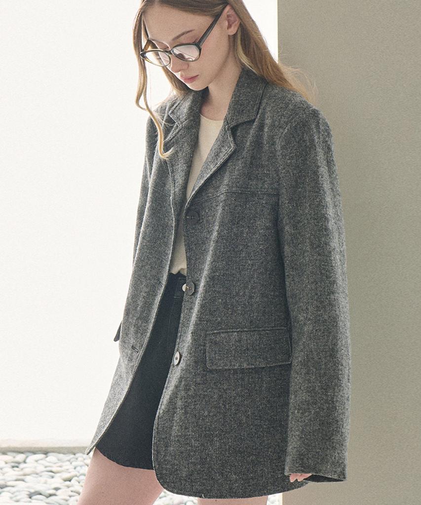 Slowlolli [50% Wool] Wool Herringbone Jacket