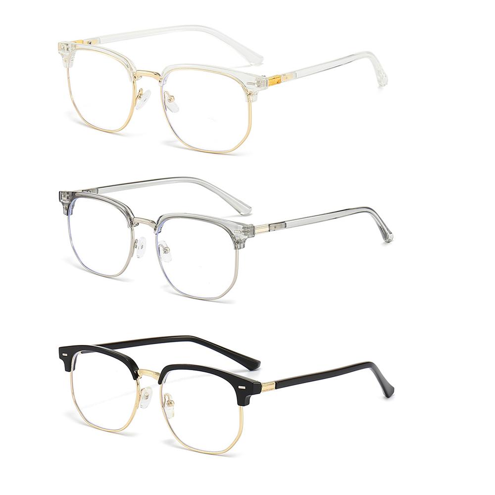 Fashion unisex square Plain glasses for men women Metal frame glasses polygon eyeglasses Gentle Black anti blue light glasses