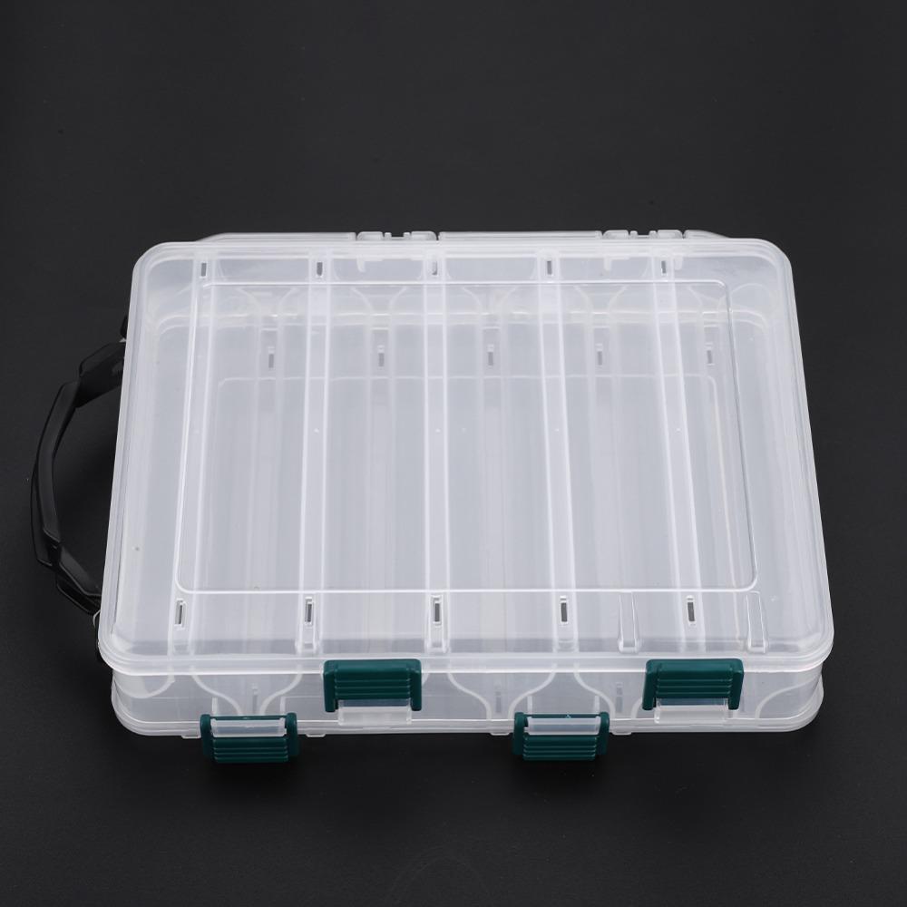 2PCS Double Sided Fishing Lures Box 10 Slots 14 Slots Large Capacity Fishing Tackle Storage Case Transparent Visible