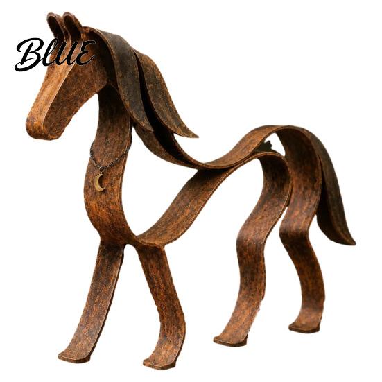 Artistic Study Room Ornament Vintage Metal Horse Figurine Handcrafted Rustic Sculpture Art Statue Sophisticated Living Decor Modern Desktop for Home