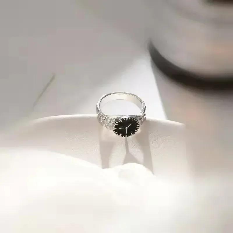 2025 Nouă Modă Simplu Vintage Inel Dragoste Personalizat Reglabil cu Deschidere Modă Inel Negru Bijuterii Fată Inel în Formă de Ceas