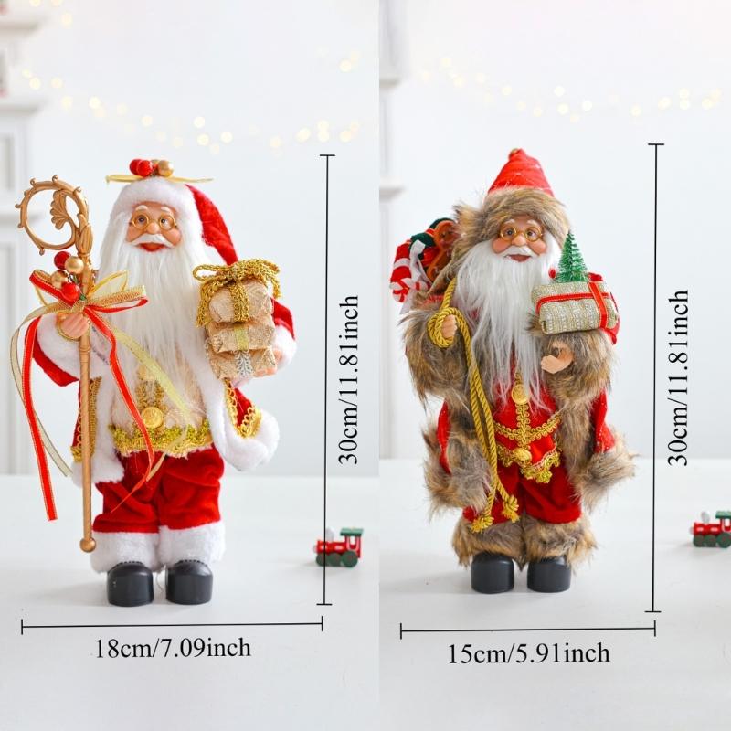 Red Santa Doll Ornament Figurine Christmas Decoration For Living Room Shelf Desktop Decoration