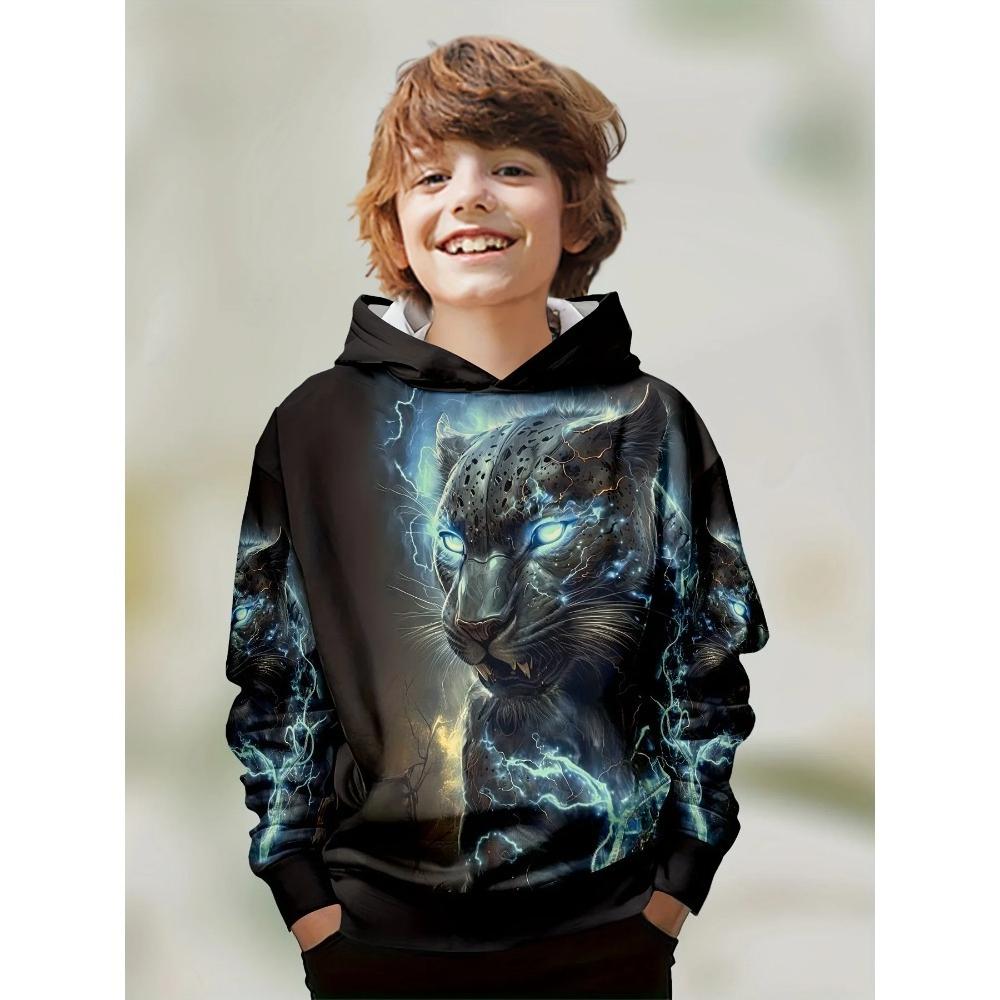 Children's Animal Tiger Series 3D Digital Printed Boys' Hip Hop Personality Hooded Sweatshirt