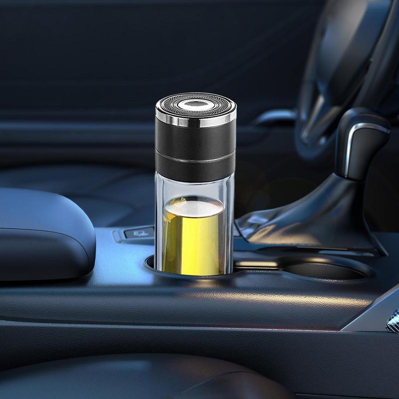 350/430ml Portable Quick Opening Glass Water Bottle Business Style Double Layer Tea Water Coffee Mug For Travel Home Car Office