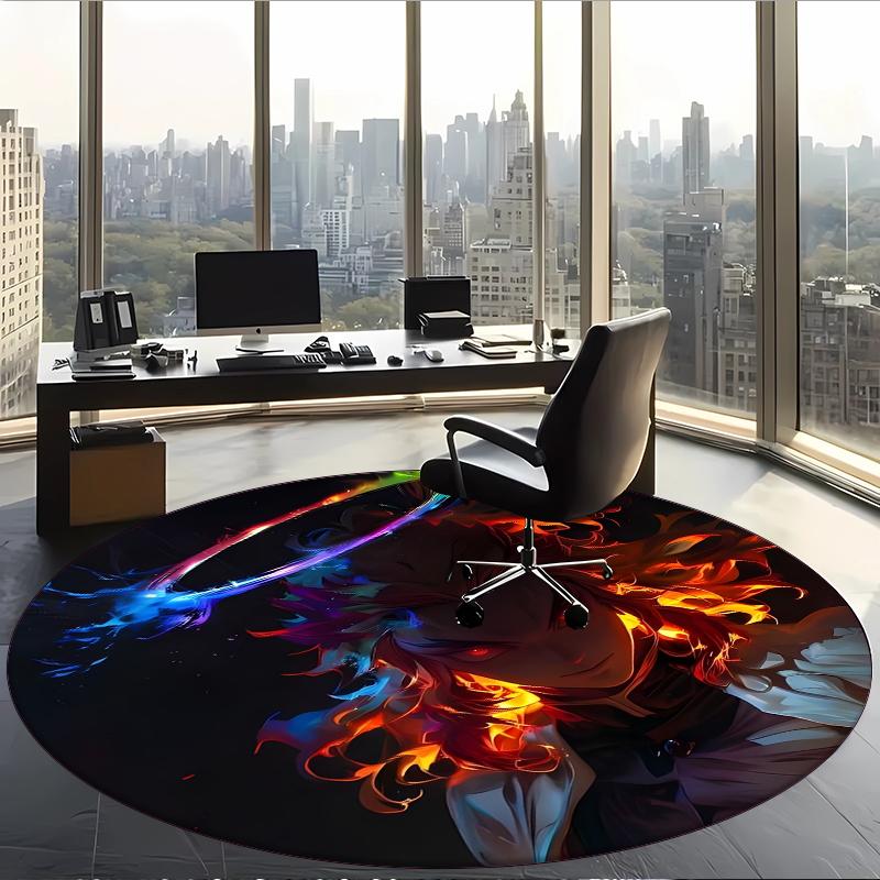 Kyojuro (5) Round Office Rug Decorative Floor Rug for Office Bedroom Living Room and Home Space