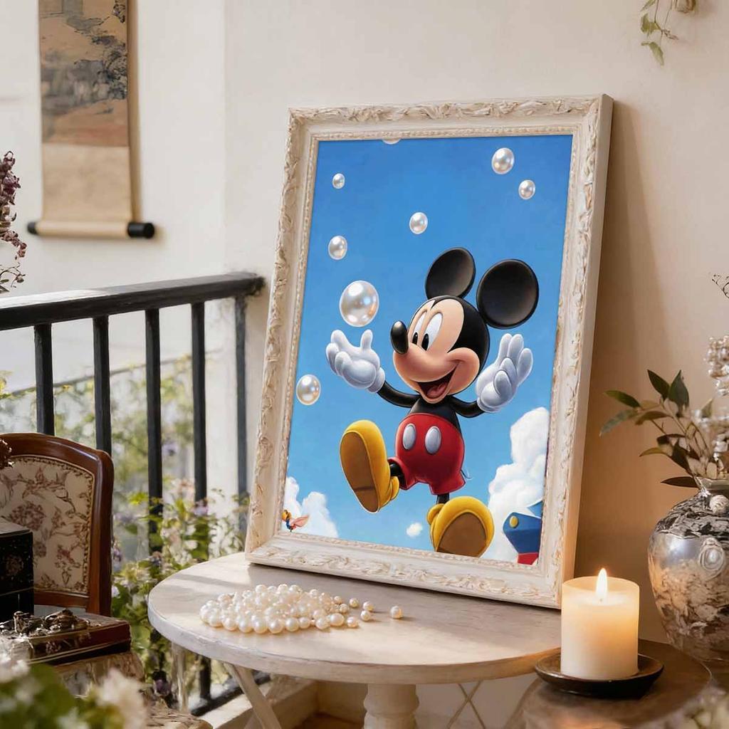 The Iconic Character of Disney Mickey Mouse in A Pearl Jigsaw Puzzle A Handmade Decorative Gift Suitable for Home Use
