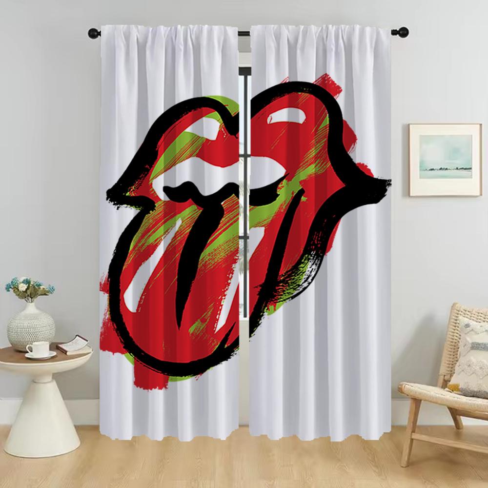 Halloween Decoration The Rollings Stones Curtains for Living Room Curtain Home Interior Curtains 2 Pieces Tulle for Bedroom