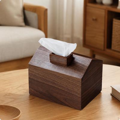 Decorative Wooden Tissue Box | Modern Minimalist Design, HouseShaped Box, for Living Room