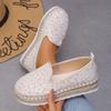 Fashion Elegent Flax Breathable Mesh Canvas Espadrille Flats Comfortable Women Elegent Weave Embroidery Pattern Designer Espadrille