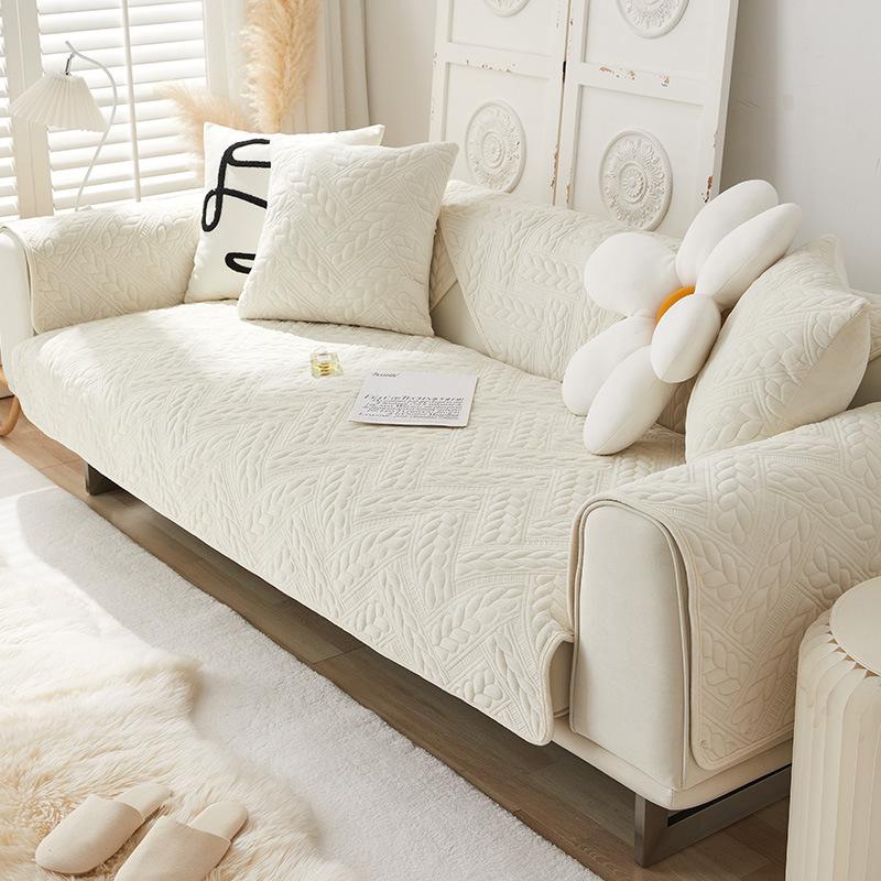 Plyšové polštáře na pohovku, Protiskluzové a proti roztřepení, Zimní zahuštěné, Moderní, Jednoduché, Lehký luxus, Špičkový potah na pohovku, Krycí látka