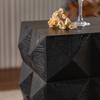 60CM Height Three-dimensional Embossed Pattern Design Retro Side Table Retro Wooden Nightstand Black,No Assembly Required