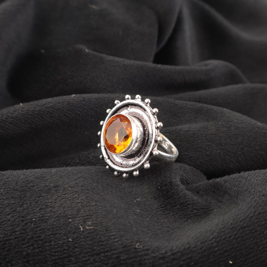 Citrine Gemstone Jewelry 925 Sterling Silver Ring, Handmade Designer Jewelry Ring, Gift For Mom