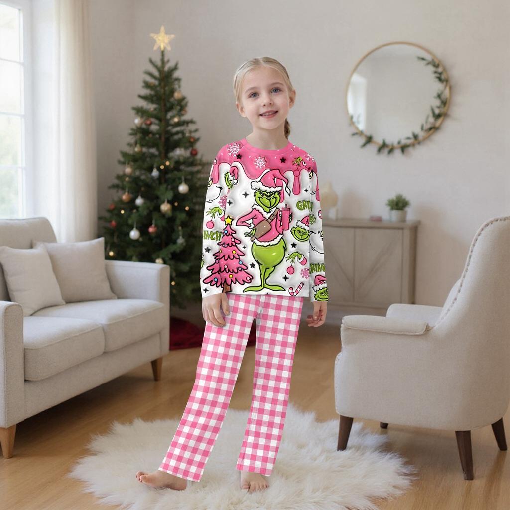 Christmas Prints Family Matching Long Sleeve Tops+Pants Set Family Matching Sets