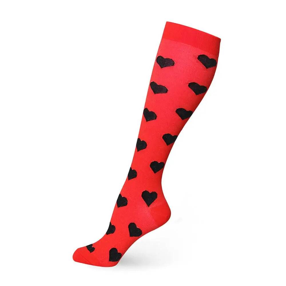 Compression Women Men Stockings Popular Love Pattern Stripe Lattice Star Compress Socks Running Sports Elastic Pressure