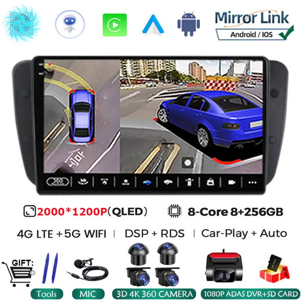 Android 14 Car Radio For Seat Ibiza 6j 2009 - 2012 Multimedia Video Player QLED Touch Screen GPS Navigation Carplay Auto Stereo