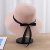 Cappello Estivo da Donna in Paglia Cappello da Sole alla Moda Marca Moda Fiocco Cappello da Sole Pieghevole Copri Viso Solare Cappello a Bordo Largo