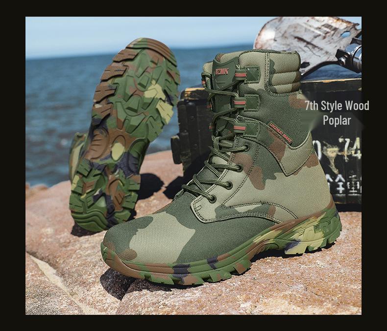 Men's High-Top Camouflage Combat Boots: Non-Slip, Anti-Collision, Wear-Resistant Desert Hiking Boots