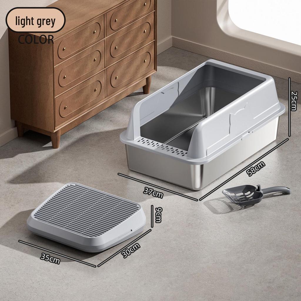 Stainless Steel Top-Entry Cat Litter Box, Anti-Splash Design