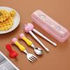 304 Stainless Steel Baby Tableware Set - Includes Spoon, Fork, Anti-Fall Cute Cartoon Chopsticks for Kids