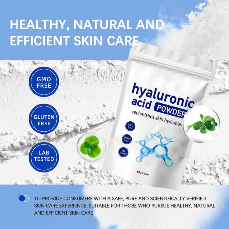 Micro Ingredients Kyselina hyaluronová Sérum Prášek 100g Nízká molekulární hmotnost Hydratace pleti a Podpora vlhkosti Doplňky stravy Veganský Rozpustný ve vodě