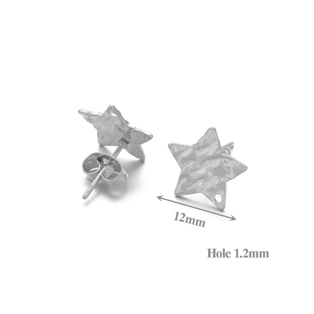 

10pcs Stainless Steel Moon Star 12mm Earrings Posts Studs Base Pins with Earring Plug Ear Back for DIY Jewelry Making Supplies