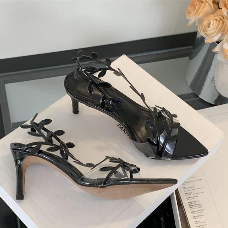 Fashion 2025 Summer Ladies High Heels Fashion Pointed Leaf Gold Silver High Heel Sandals Women Party Wedding Shoes Sandalias De Mujer