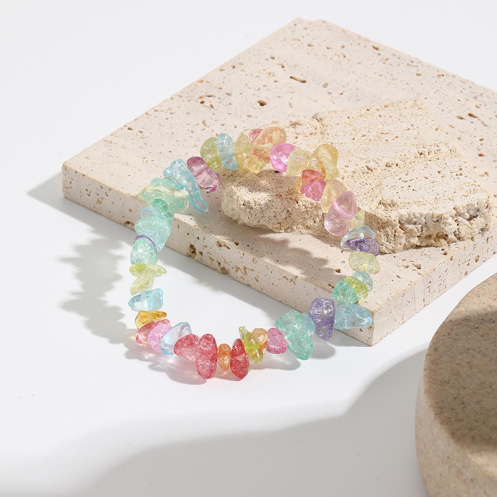 Elastic Bracelet Multi-color Beaded Bracelet Souvenir Bohemian Festival Crushed Stone 1pc Irregular Vacation Women Personality Daily Wear  Accessories