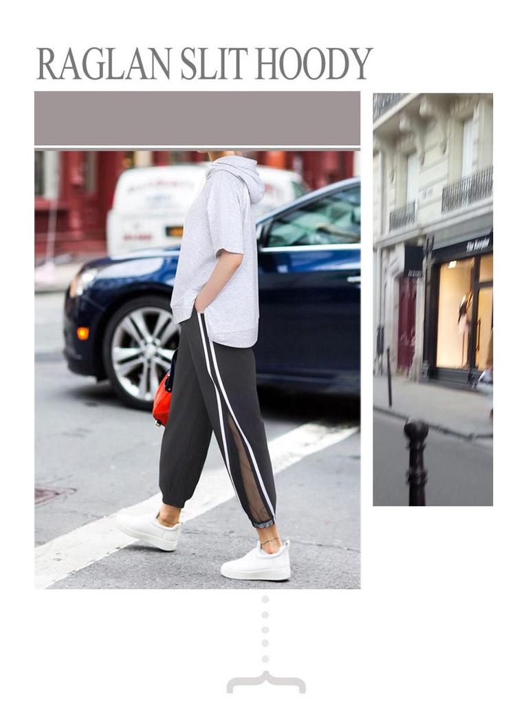 Korean-Style Solid Color Hooded T-Shirt: Simple Summer Drawstring Short Sleeve Loose Fit, for Women, Campus Casual, 200 Jin Size.