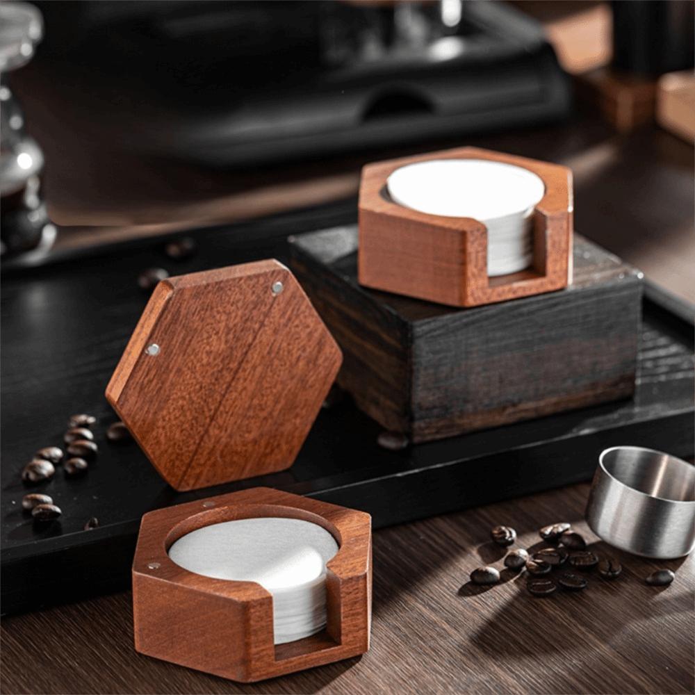 Solid Wood Coffee Filter Paper Storage Box Universal Coffee Filter Paper Holder Gift
