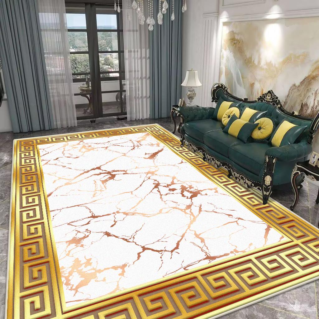 Nowoczesny Luksusowy Dywan do Salonu 200x300cm Dywany Wielkopowierzchniowe Dekoracja Pokoju Złote Maty Podłogowe Zmywalny Dywanik pod Stolik Kawowy Antypoślizgowy