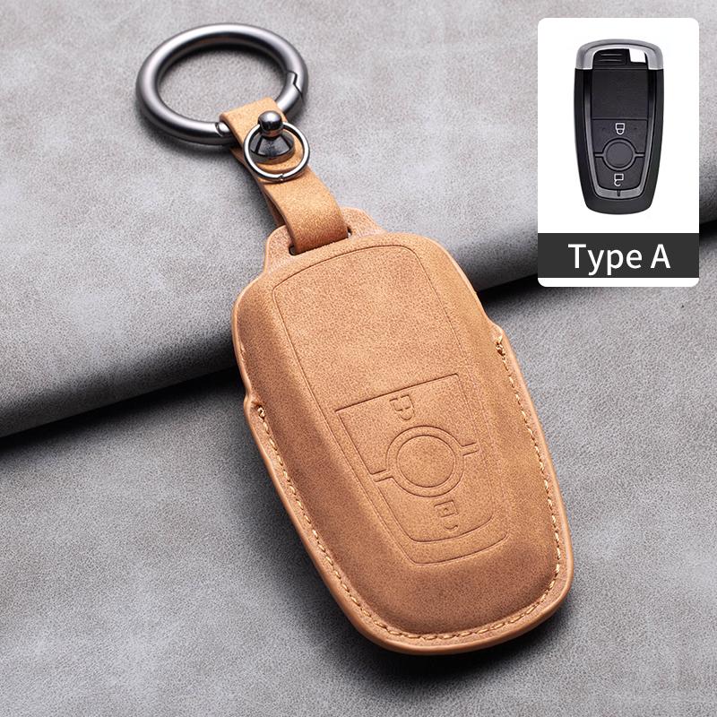 Styling Mouldings Sheepskin Car Key Cover Case for Ford Maverick Focus Edge Explorer Everest Fusion Mondeo Mustang Raptor Bronco