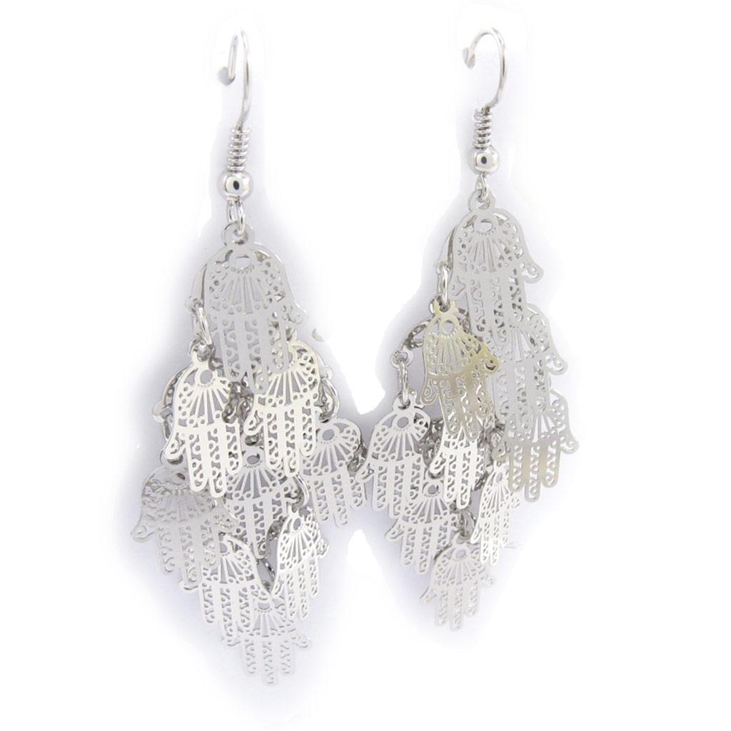 Les Trésors De Lily [J9481] - Silver 'Fatma' Designer Earrings