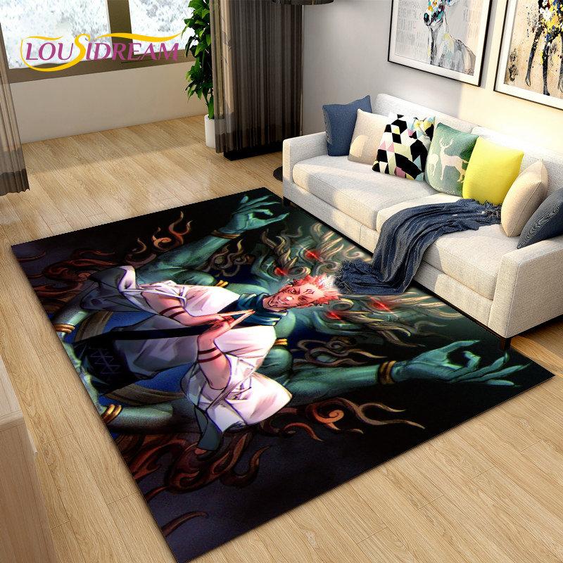 Jujutsu Kaisen Anime Cartoon Area Rug,Carpets Rug for Living Room Bedroom Sofa Doormat Decoration,Kids Play Non-slip Floor Mat
