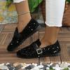 2025 New Vintage Sequined Mary Jane Shoes Women's Plus Size Mary Jane Shoes French-Style Flats
