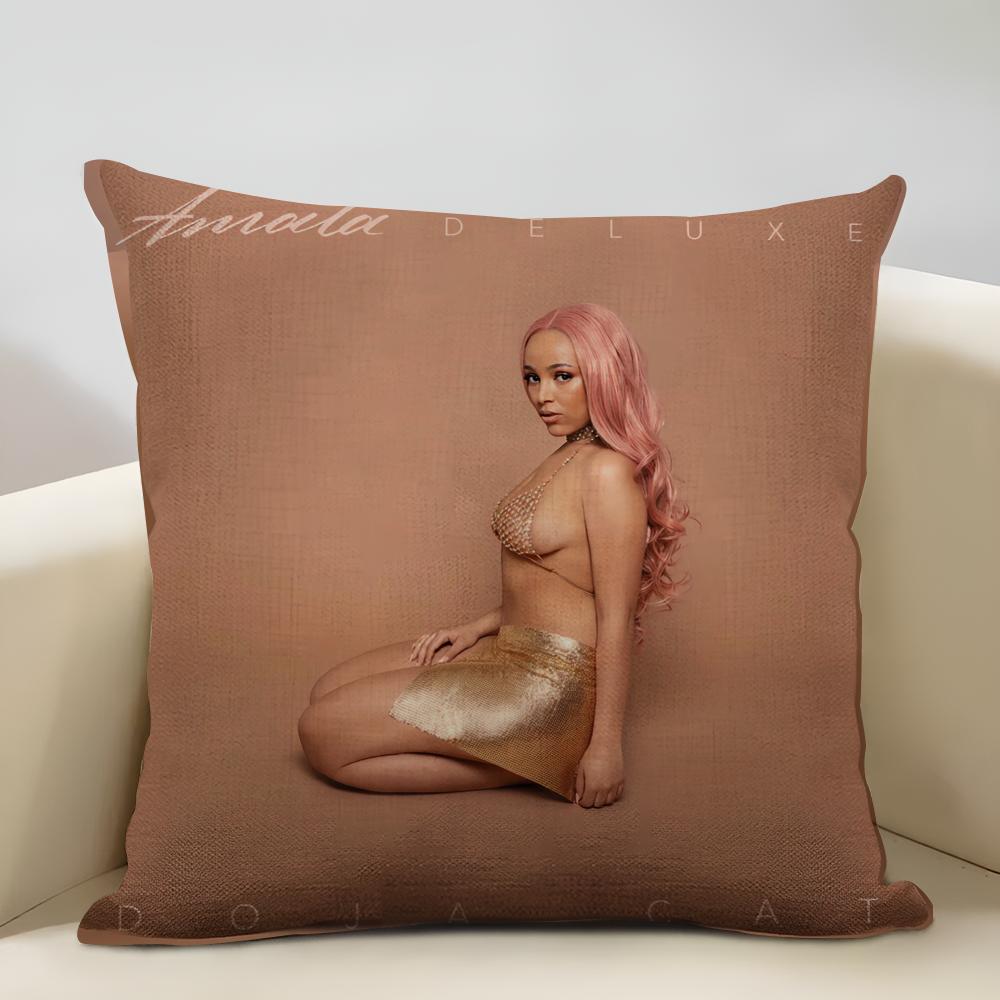 Doja Cat Album Cushion Cover Household Decoration Linen Sofa Cushion Cover: Skin-Friendly & Breathable with Invisible Zipper
