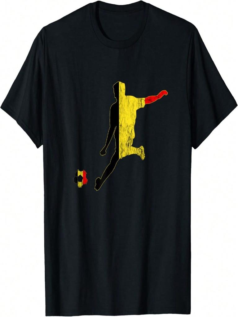 Belgio Bandiera Belga Belgique Belgie Giocatore di Calcio Belga Maglietta