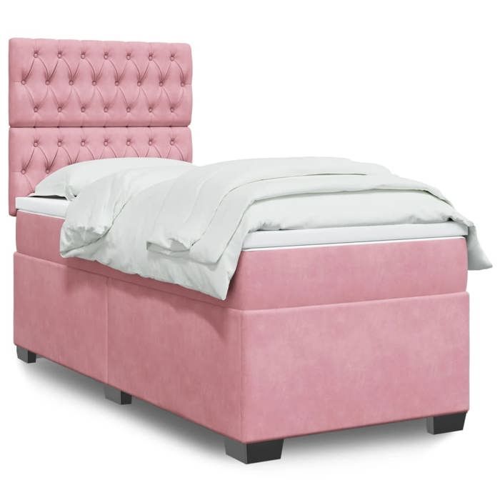 Maison Exclusive - Sommier à lattes de lit avec matelas Rose 90x200 cm Velours