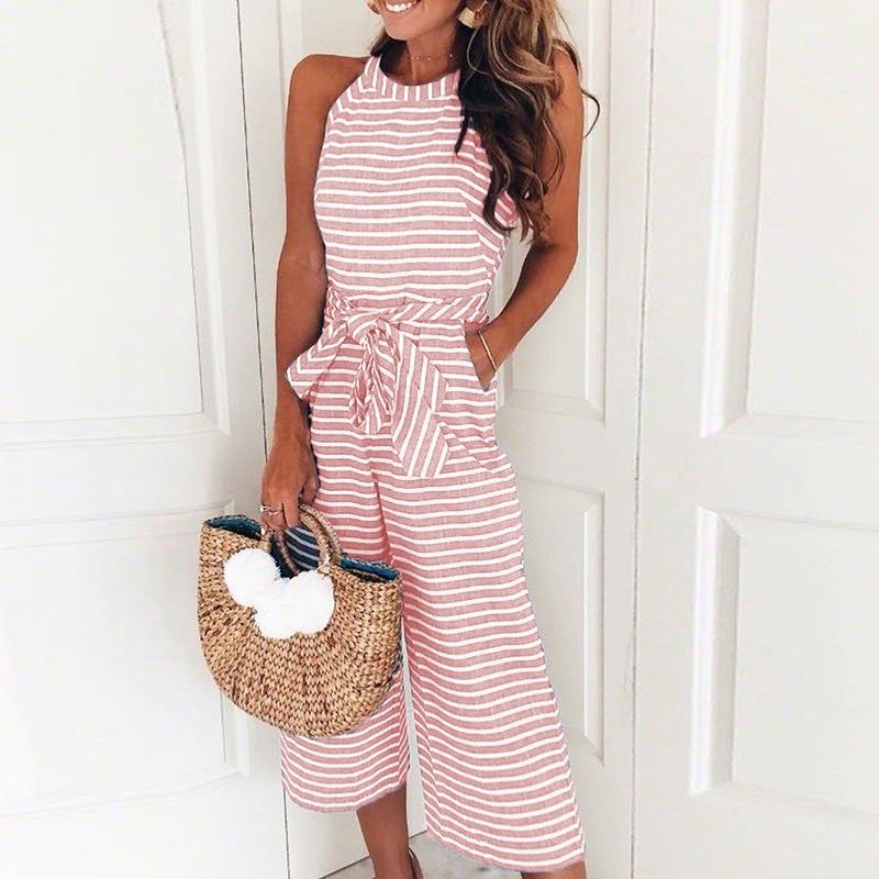Stylish Womens Summer Striped Wide Leg Holiday Jumpsuits Playsuits Elegant Culotte Ideal For Any Occasion