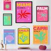 Abstract Tourism City Nordic Poster Italy Mexico Beach Palm Coral Shell Wall Art Canvas Painting Wall Pictures Living Room Decor